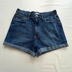Forever 21 Women's Size 31 Shorts Dark Blue Jeans Cut-Off 5 Pockets High Rise